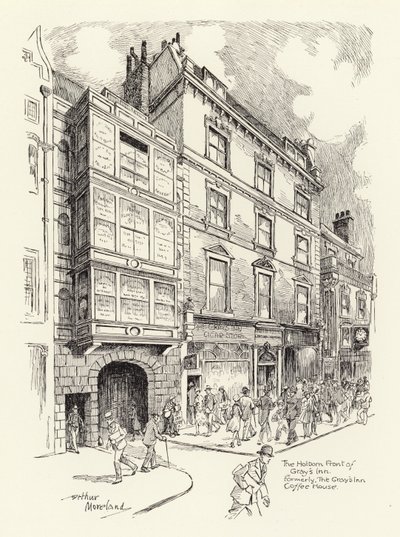 格雷旅馆霍尔本门面，前身为格雷旅馆咖啡馆（石版画） 作者 阿瑟·莫兰德