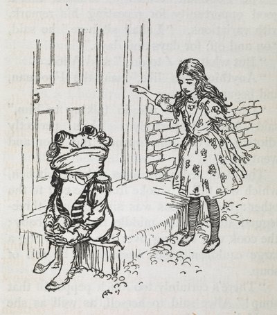 爱丽丝和一只装扮成男仆的青蛙 作者 亚瑟·拉克汉姆（Arthur Rackham）