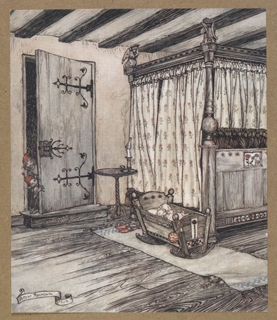 几乎是童话时间’。 《仲夏夜之梦》中的场景。 作者 亚瑟·拉克汉姆（Arthur Rackham）