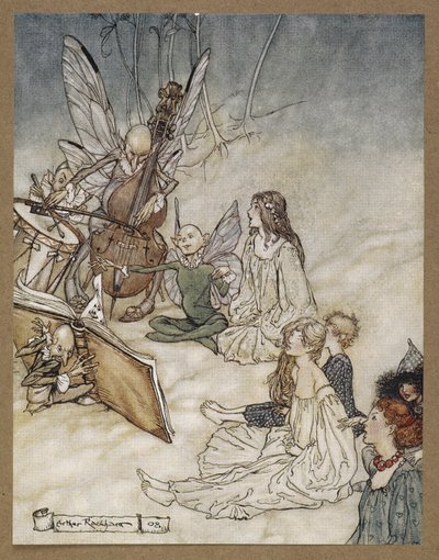 和一首童话之歌
仲夏夜之梦》中的一个场景。 作者 亚瑟·拉克汉姆（Arthur Rackham）