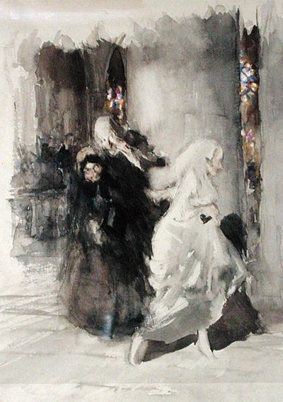 在婚礼上（纸上水彩） 作者 亚瑟·拉克汉姆（Arthur Rackham）