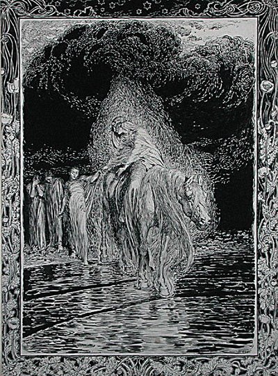 跨越河流 作者 亚瑟·拉克汉姆（Arthur Rackham）