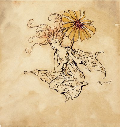 Daisy Fairy，来自肯辛顿花园的Peter Pan的插图，作者JM Barrie，1912年出版（钢笔，墨水和纸张） 作者 亚瑟·拉克汉姆（Arthur Rackham）