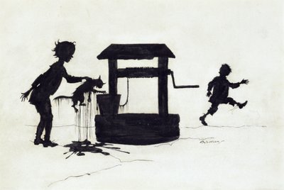 叮当贝尔，来自鹅妈妈的插图：旧童谣，1913年出版（钢笔墨水） 作者 亚瑟·拉克汉姆（Arthur Rackham）
