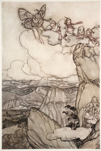 山中的仙女，来自华盛顿欧文的Rip Van Winkle，酒吧。 1910 作者 Arthur Rackham