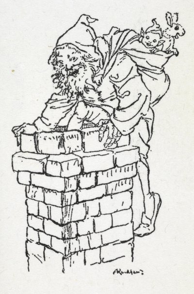 Father Christmas climbing down a chimney with a sack of gifts   1454019   zh       chinese Successfully Translated  Original: A View of Cessford and the Village of Caverton, Roxboroughshire in the Distance Translat: A View of Cessford and the Village of Ca 作者 亚瑟·拉克汉姆（Arthur Rackham）