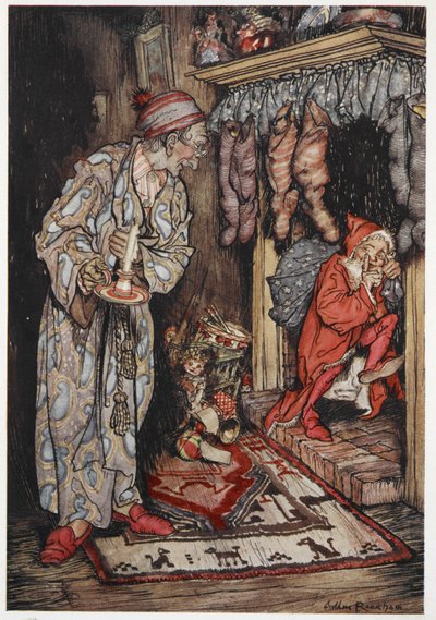 圣诞老人在平安夜送礼物 作者 亚瑟·拉克汉姆（Arthur Rackham）