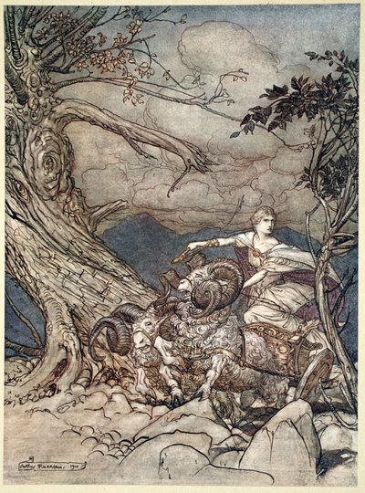愤怒中的弗里卡走近》，1910年。   作者 亚瑟·拉克汉姆（Arthur Rackham）