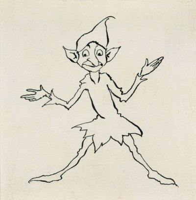 晚上好！ Lukoje说，1932年出版的Hans Christian Andersens Fairy Tales的插图（笔和墨水） 作者 亚瑟·拉克汉姆（Arthur Rackham）