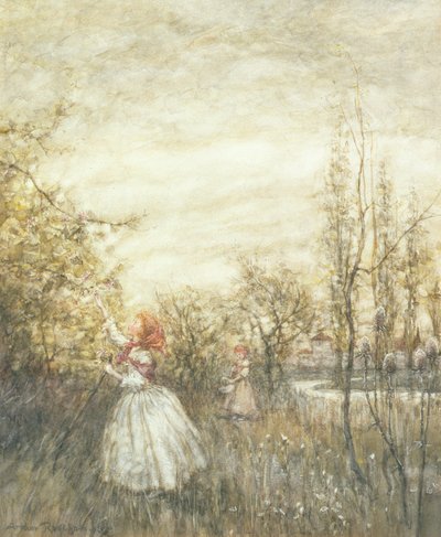 金银花，1905年（wc用白色加高并在纸上停下来） 作者 亚瑟·拉克汉姆（Arthur Rackham）