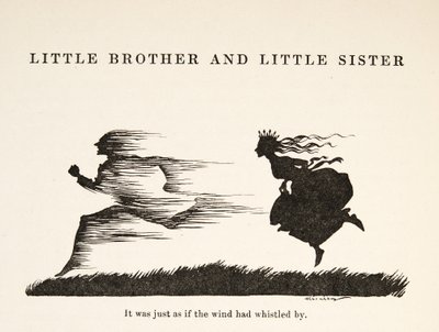 就像风吹过一样，来自格林兄弟的小兄弟和小姐妹以及其他故事，pub.1917（石版画） 作者 亚瑟·拉克汉姆（Arthur Rackham）