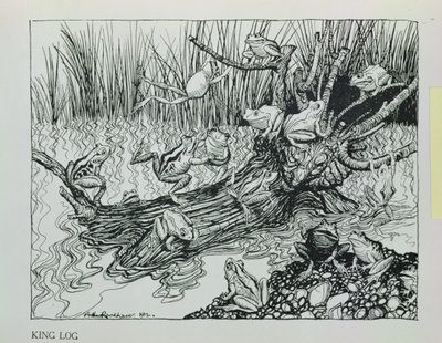 King Log，来自&39;Aesop&39;s Fables&39;的插图，由Heinemann出版，1912年 作者 亚瑟·拉克汉姆（Arthur Rackham）