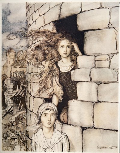 Maid Maleen，来自格林兄弟的小弟弟和其他故事，1917年出版 作者 亚瑟·拉克汉姆（Arthur Rackham）