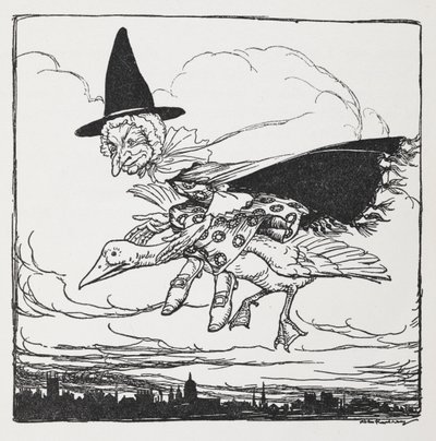 鹅妈妈骑鹅飞行 作者 亚瑟·拉克汉姆（Arthur Rackham）