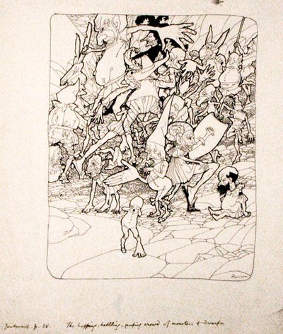没有一个人得到他应有的肢体"，插图来自S.J. Adair Fitzgerald的 "The Zankiwank and the Bletherwitch"，1896年出版（纸上笔墨）。 作者 亚瑟·拉克汉姆（Arthur Rackham）