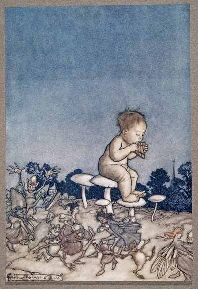 彼得潘是仙女乐团，来自肯辛顿花园的彼得潘，由JM巴里（1860  -  1937年），酒吧。 1906年 作者 亚瑟·拉克汉姆（Arthur Rackham）
