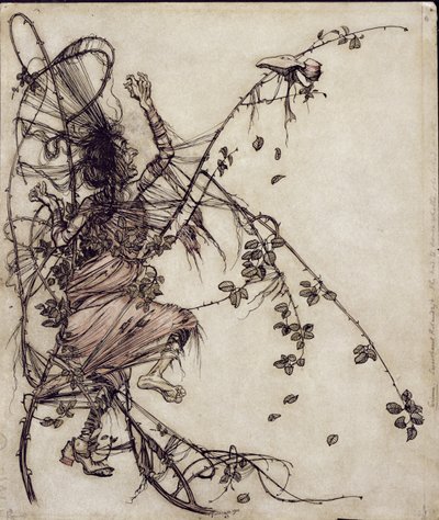 甜心罗兰，来自格林兄弟的插图，由埃德加·刘易斯夫人翻译，1900年出版（钢笔墨水和纸张上写着） 作者 Arthur Rackham