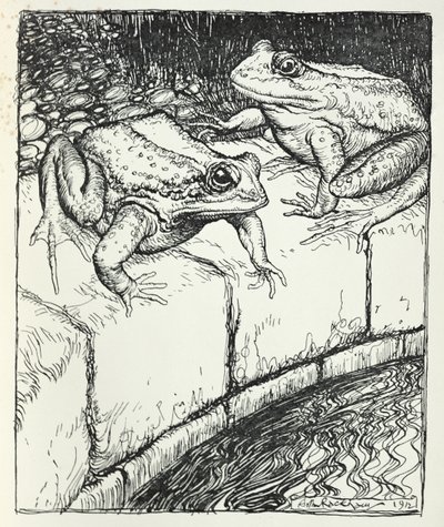 The Frogs and the Well，来自&39;Aesop&39;s Fables&39;的插图，由海涅曼出版，1912年 作者 Arthur Rackham