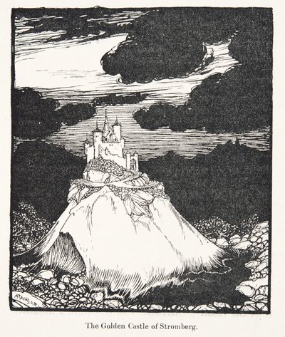 Stromberg的金色城堡，来自格林兄弟的童话故事，酒吧。 1909年 作者 亚瑟·拉克汉姆（Arthur Rackham）