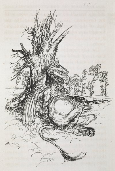 靠树而坐的麒麟 作者 亚瑟·拉克汉姆（Arthur Rackham）