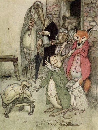 兔子和乌龟 作者 亚瑟·拉克汉姆（Arthur Rackham）