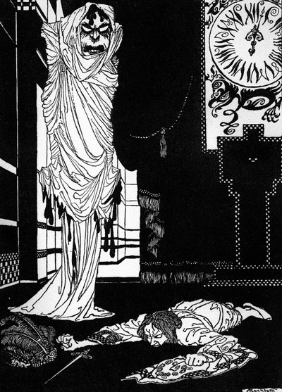 埃德加-爱伦-坡的《红死病的面具》。 作者 亚瑟·拉克汉姆（Arthur Rackham）