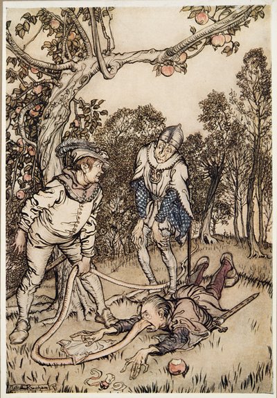 The Nose Tree，来自格林兄弟的小弟弟和其他故事，1917年 作者 亚瑟·拉克汉姆（Arthur Rackham）