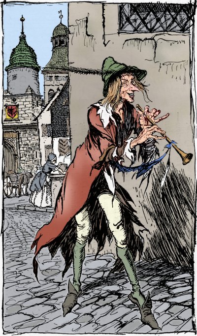 哈梅林的吹笛人，1934年 作者 亚瑟·拉克汉姆（Arthur Rackham）