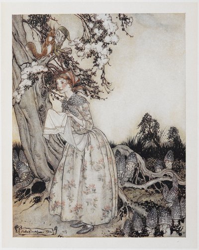 五月初一，美丽的少女在破晓时分来到田野。 作者 Arthur Rackham