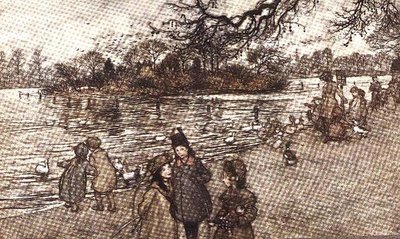 1906年JM Barrie在肯辛顿花园的彼得潘出生的所有鸟类的岛屿 作者 亚瑟·拉克汉姆（Arthur Rackham）