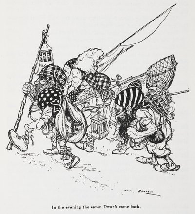雪绒花》（白雪公主）中的七个小矮人 作者 亚瑟·拉克汉姆（Arthur Rackham）