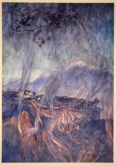 布伦希尔德的睡眠》，1910年。   作者 亚瑟·拉克汉姆（Arthur Rackham）