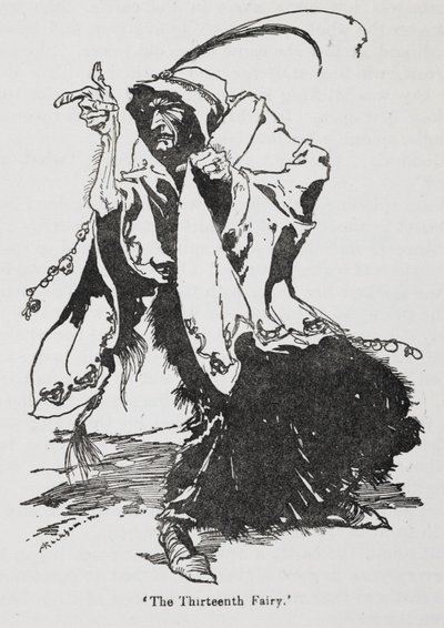 布里尔玫瑰》（《睡美人》）中的第十三位仙女 作者 亚瑟·拉克汉姆（Arthur Rackham）