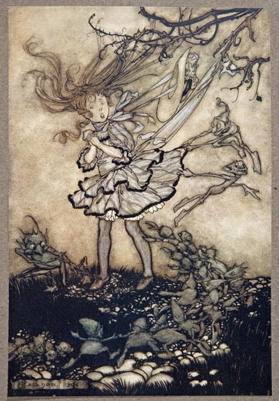 他们肯定会恶作剧你，来自JM Barrie（1860  -  1937）肯辛顿花园的Peter Pan，酒吧。 1906年 作者 Arthur Rackham