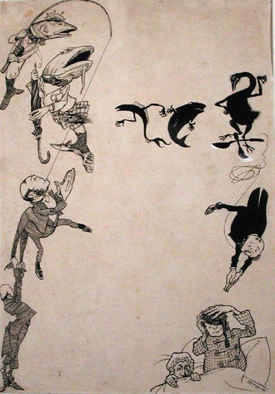 Tit for Tat，卡塞尔杂志的插图，1902年出版（纸上笔墨）（见202130）。 作者 亚瑟·拉克汉姆（Arthur Rackham）