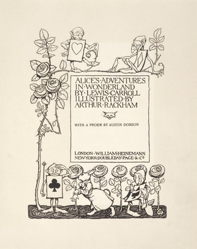 标题页，来自Alices Adventures in Wonderland，作者：Lewis Carroll，pub.1907 作者 亚瑟·拉克汉姆（Arthur Rackham）