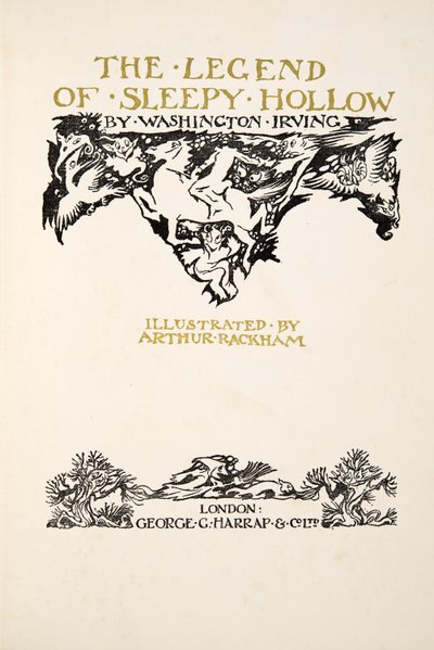 标题页，来自Washngton Irving的传说（1783  -  1859年），酒吧。 1928年 作者 亚瑟·拉克汉姆（Arthur Rackham）