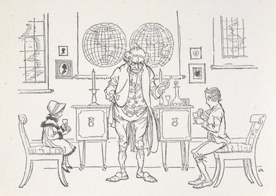 两个孩子和他们的校长 作者 亚瑟·拉克汉姆（Arthur Rackham）