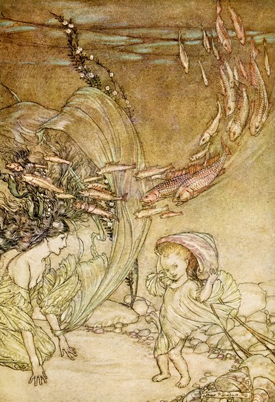 在Friedrich de laMotteFouqué的Undine 作者 亚瑟·拉克汉姆（Arthur Rackham）
