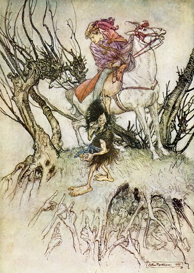 在Friedrich de laMotteFouqué的Undine 作者 亚瑟·拉克汉姆（Arthur Rackham）