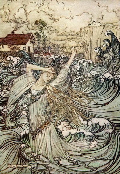 在Friedrich de laMotteFouqué的Undine 作者 亚瑟·拉克汉姆（Arthur Rackham）