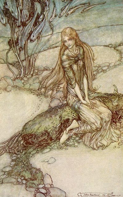 在Friedrich de laMotteFouqué的Undine 作者 亚瑟·拉克汉姆（Arthur Rackham）