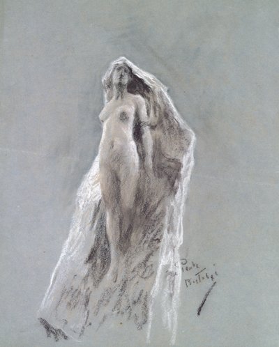 山顶之魂，约 1890 年（蓝色纸张上的粉彩画） 作者 亚瑟·沃德尔