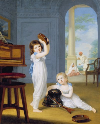 艾米莉（Emily）和乔治·梅森（George Mason），约1794年-95年（布面油画） 作者 亚瑟·威廉·戴维斯