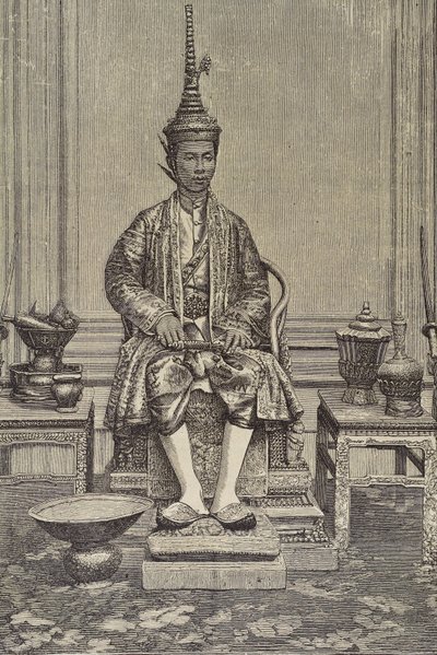 朱拉隆功或拉玛五世（1853-1910 年）。查克里家族统治下的暹罗第五位君主。雕刻。私人收藏 作者 艺术家未知