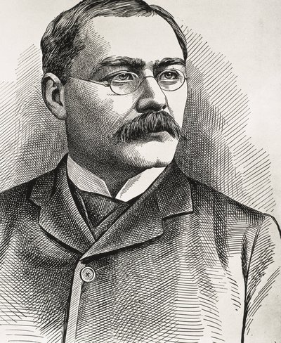 基普林，鲁德亚德（1865-1936 年）。英国作家，生于印度。1907 年诺贝尔文学奖获得者。吉卜林肖像。雕刻。 作者 艺术家未知