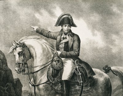 拿破仑一世-波拿巴（1769-1821 年）。法国军事家和政治家，法国皇帝（1804-1815 年）。拿破仑马术肖像细部，灵感来自约瑟夫-夏博尔（Joseph Chabord）的肖像原作。雕刻 作者 艺术家未知