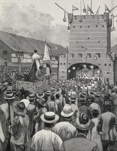 菲律宾（1899 年）。马尼拉的抗议活动。雕刻 作者 艺术家未知