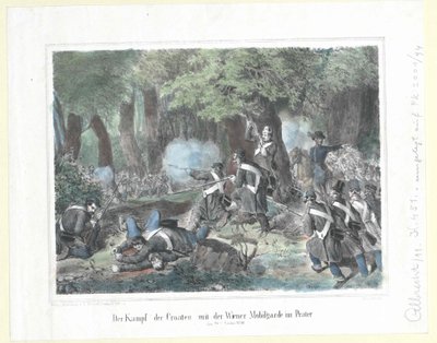 1848 年 10 月 28 日克罗地亚人与维也纳机动卫队在普拉特的战斗 作者 艺术家未知
