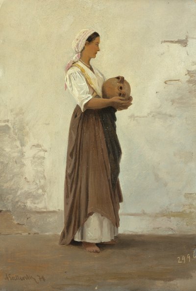 来自卡普里岛的女孩，1871年（纸上放下油纸） 作者 阿斯坎·卢特索斯